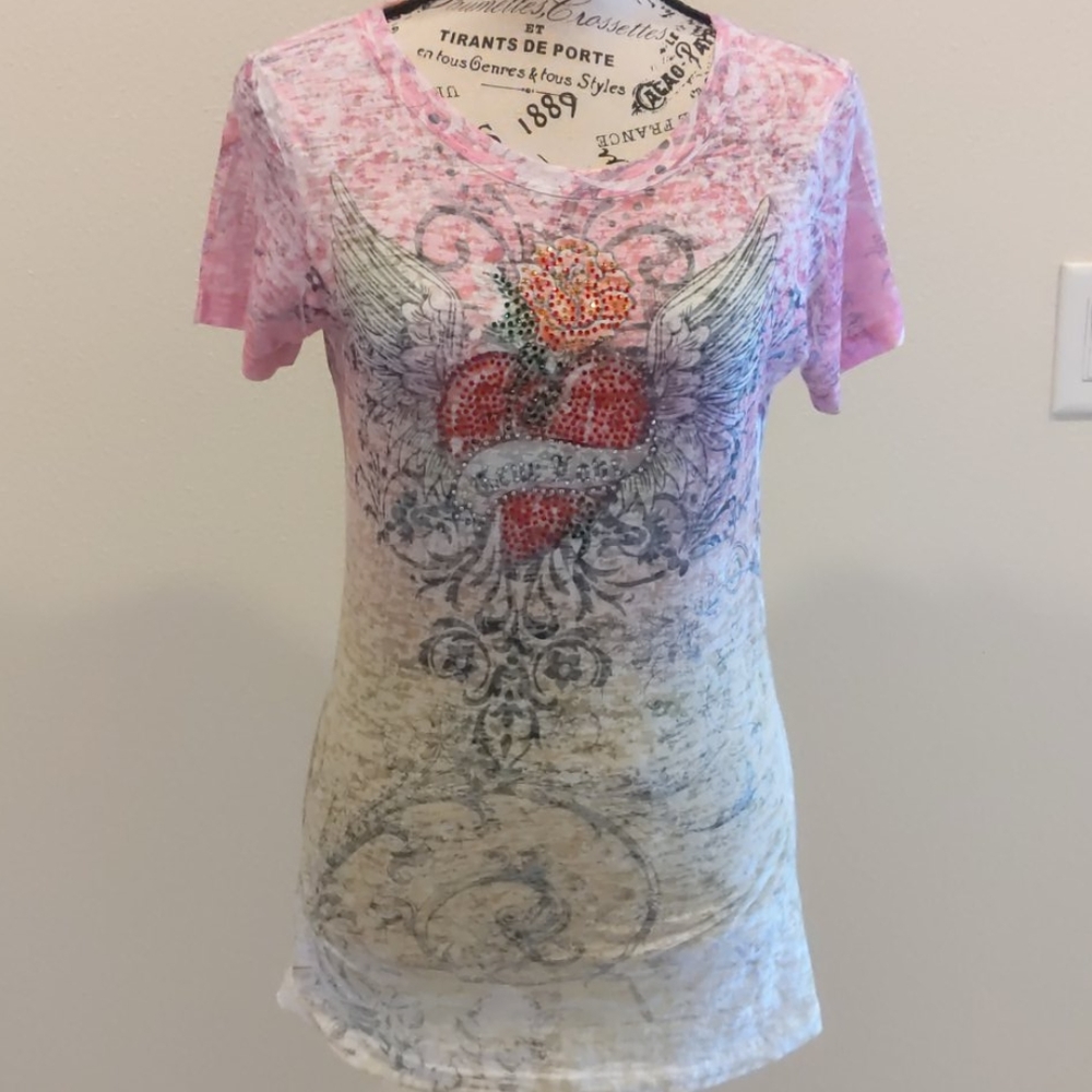 Vocal Rhinestone Embellished Soft Tee S